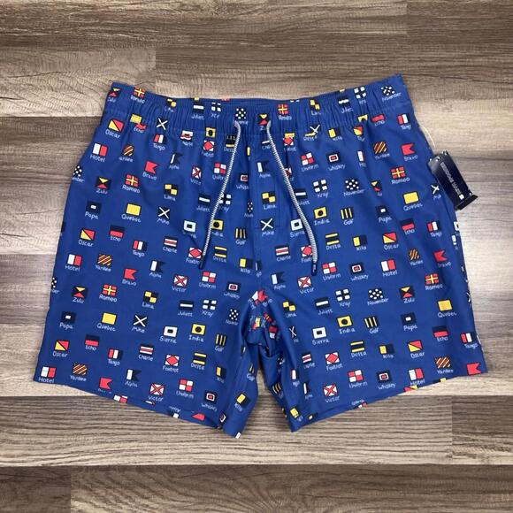 Reyn Spooner Charlie Foxtrot Maritime Signal Flags Swim Shorts 7” Inseam Sz M